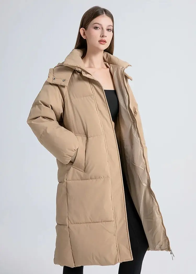 ZAROY Women Puffer Overcoat Cotton-padded Long Coats Winter Thick Warm Pocket Zipped Loose Casual Hooded Jackets куртка ж - Image 3